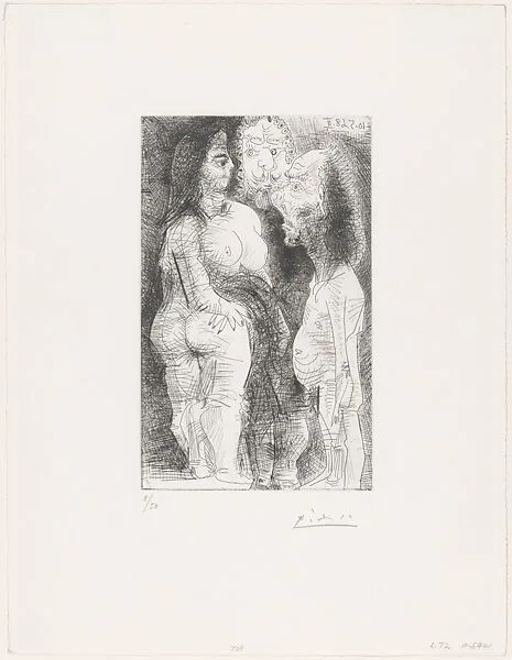 Fat Courtesan with an Old Man and a Spectator in Costume, from 347 Suite — Pablo Picasso|Aldo and Piero Crommelynck|Galerie Louise Leiris