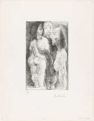 Fat Courtesan with an Old Man and a Spectator in Costume, from 347 Suite