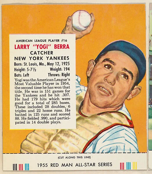 Larry "Yogi" Berra, from the Major League Baseball series (T235), issued by Red Man Chewing Tobacco — Red Man Chewing Tobacco