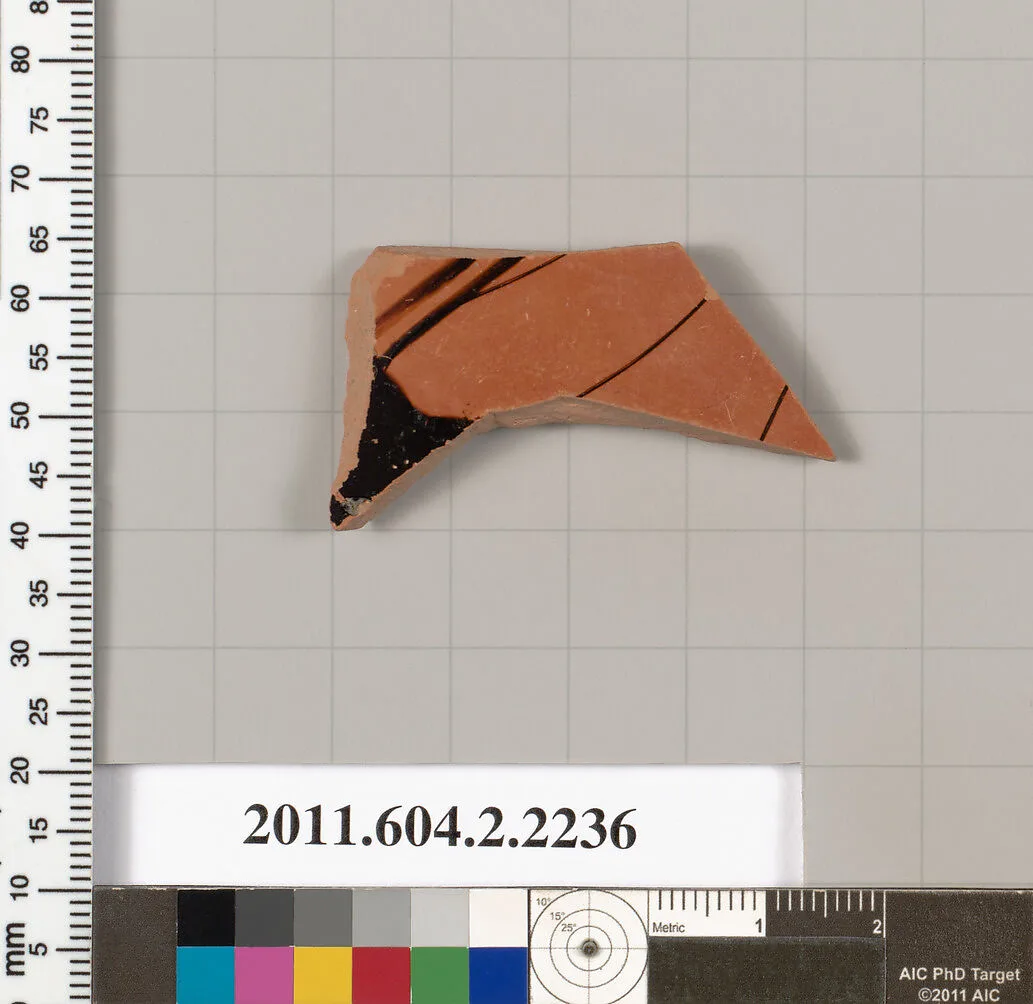 Terracotta fragment of a pot; unglazed on the inside — Unknown