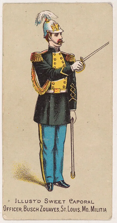 Officer, Busch Zouaves, St. Louis, Missouri Militia, from the Military Series (N224) issued by Kinney Tobacco Company to promote Sweet Caporal Cigarettes — Kinney Brothers Tobacco Company