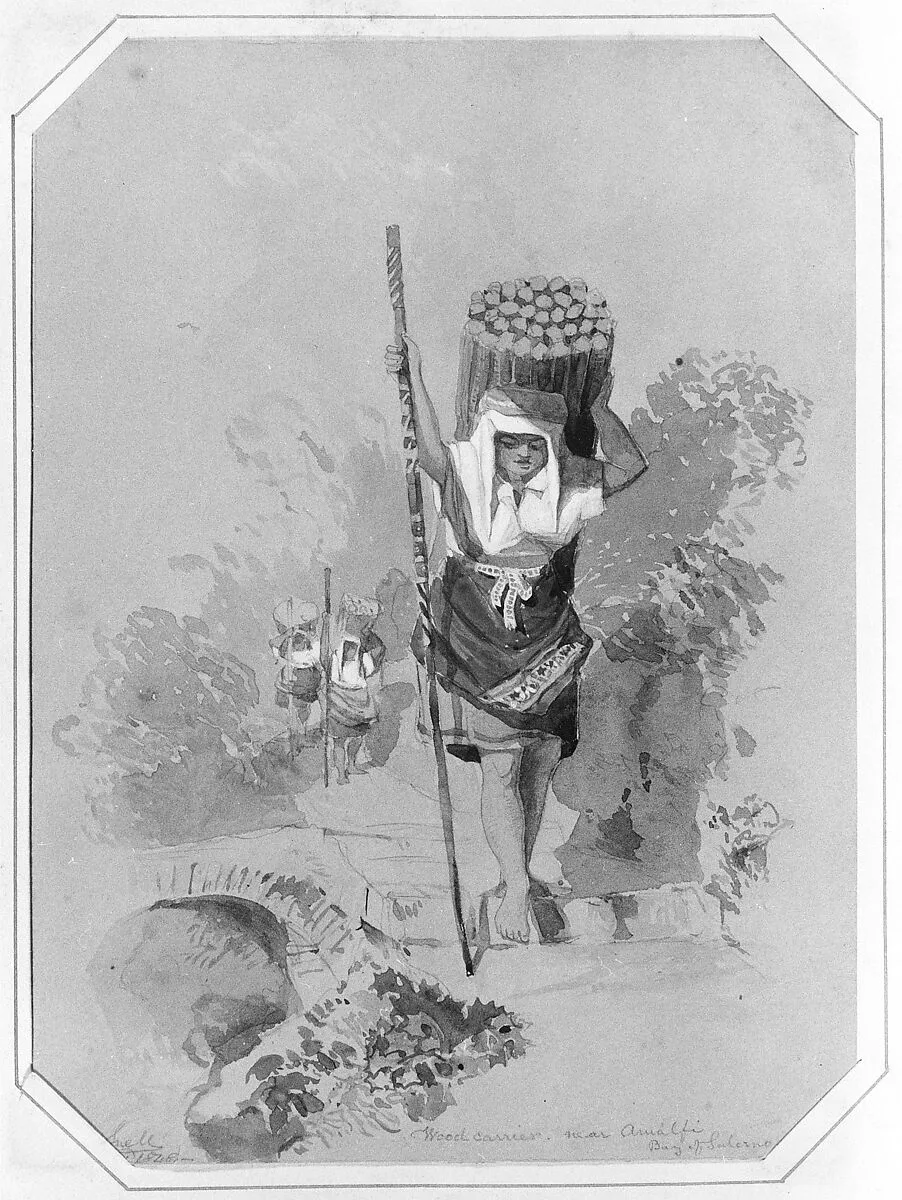 Wood Carrier, near Amalfi (from Cropsey Album) — George Snell