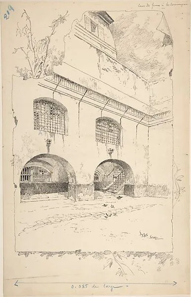 Drawing for Book Illustration, "Cour des femmes à la Conciergerie" — Georges-Bertin Scott