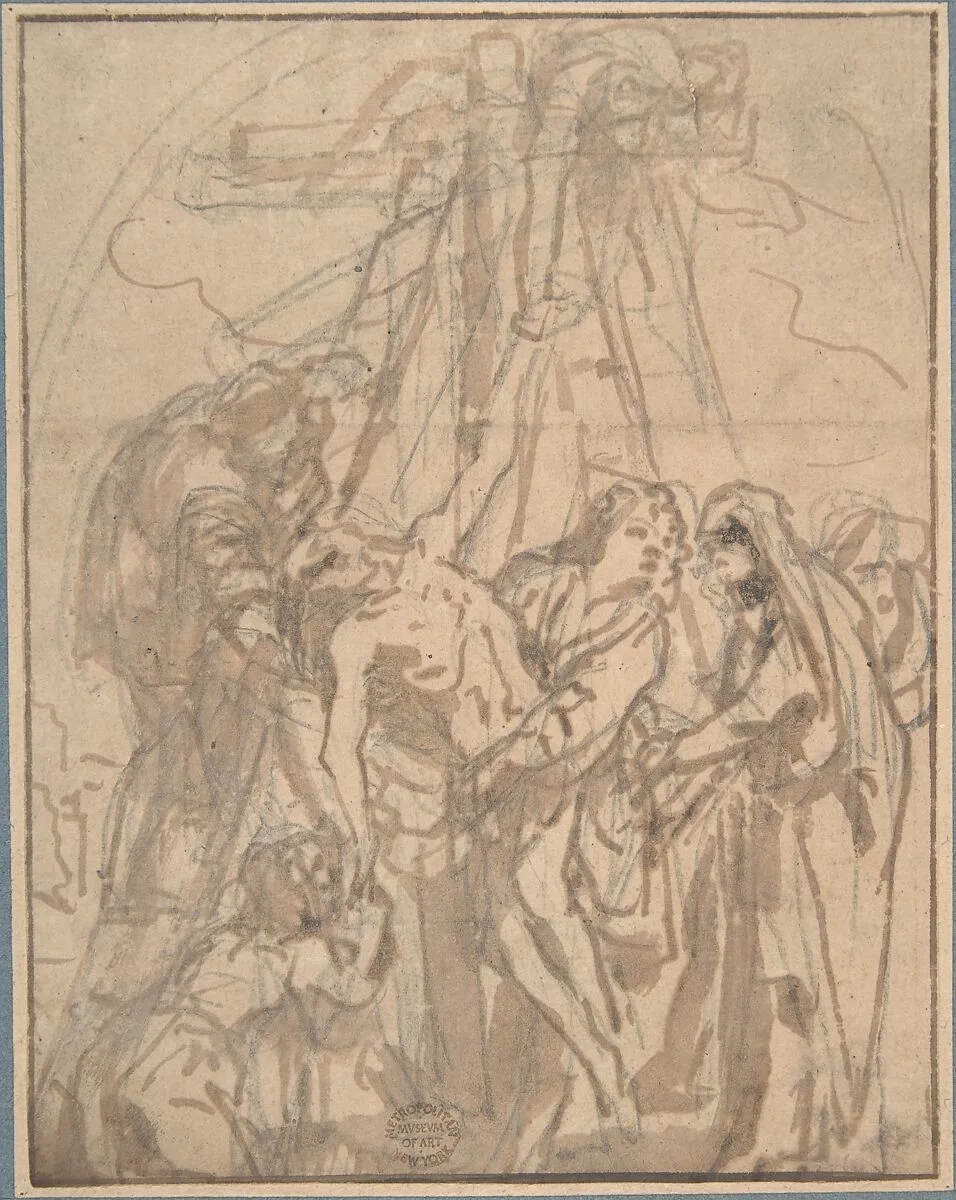 Descent from the Cross — Anonymous, Italian, Roman-Bolognese, 17th century