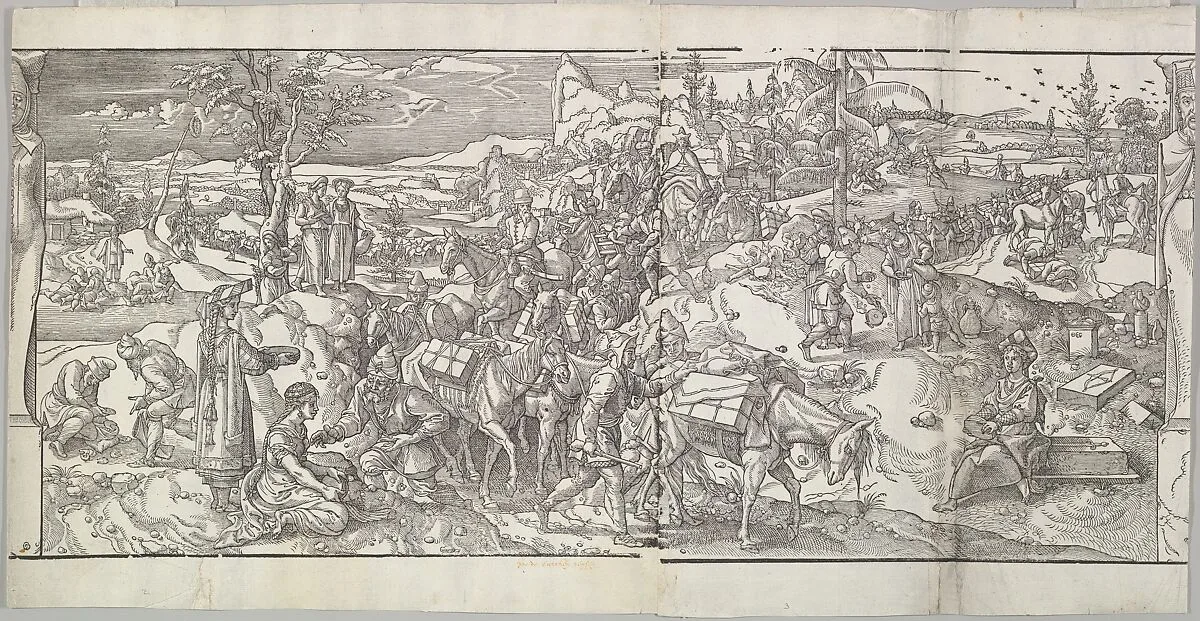 The Passage of a Caravan from the frieze Ces Moeurs et fachons de faire de Turcz (Customs and Fashions of the Turks) — Pieter Coecke van Aelst|Mayken Verhulst