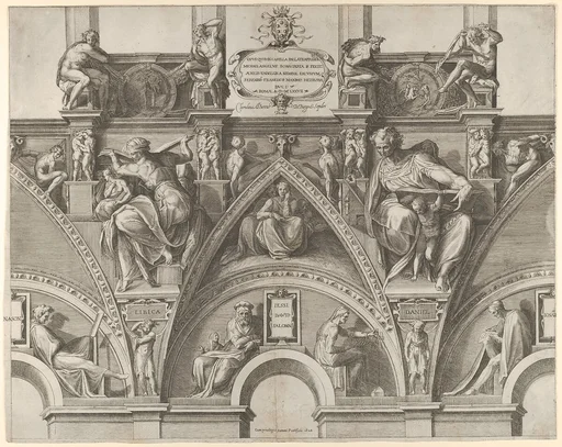 Portion of the Ceiling of the Sistine Chapel with the Libyan Sibyl, Prophet Daniel, Jesse, David, and Solomon, from Sibyls and Prophets from the Sistine Chapel Vaults