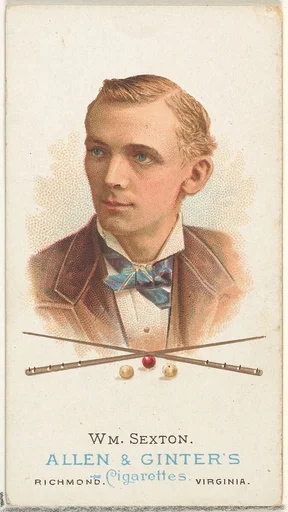 William Sexton, Billiard Player, from World's Champions, Series 1 (N28) for Allen & Ginter Cigarettes