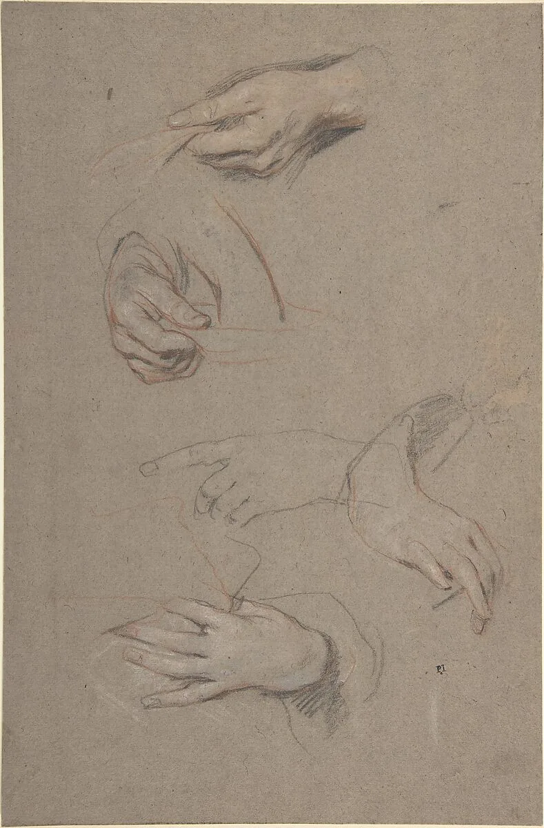 Studies of Hands — Sir Peter Lely (Pieter van der Faes)