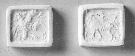 Stamp seal (cubical) with animals, monsters, and divine symbols — Unknown