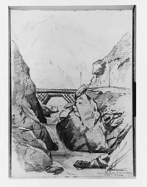 Railway Bridge at Dazio Grande, St. Gotthard (from Switzerland 1870 Sketchbook) — John Singer Sargent