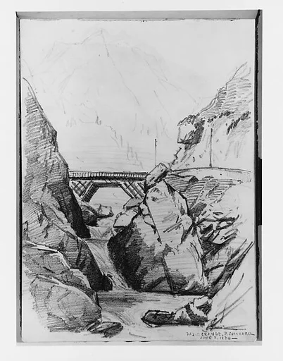 Railway Bridge at Dazio Grande, St. Gotthard (from Switzerland 1870 Sketchbook)