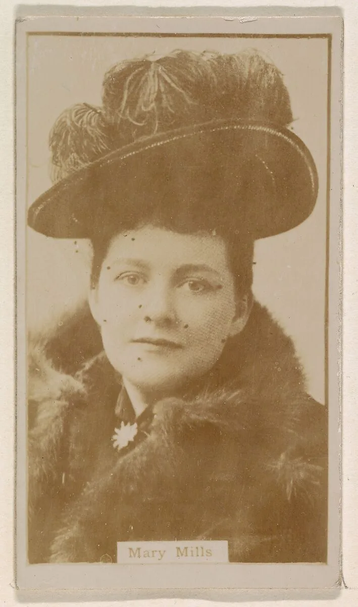 Mary Mills, from the Actresses series (N245) issued by Kinney Brothers to promote Sweet Caporal Cigarettes — Kinney Brothers Tobacco Company