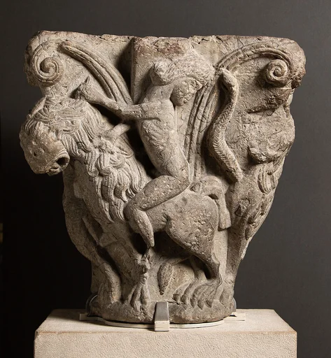 Capital with Lions Mounted by Nude Riders