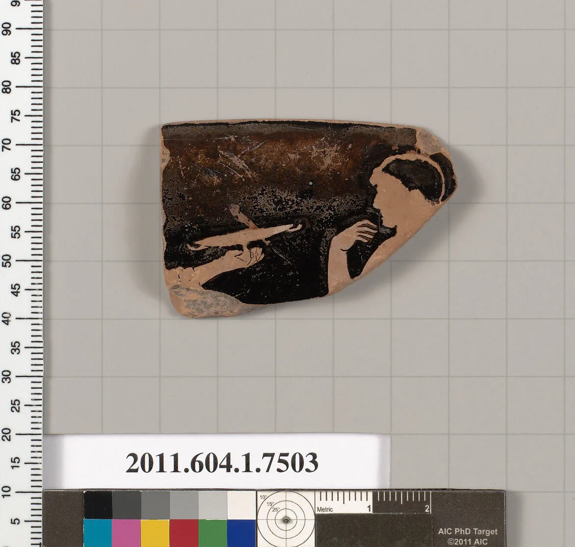 Terracotta rim fragment of a kylix (drinking cup) — Euaion Painter