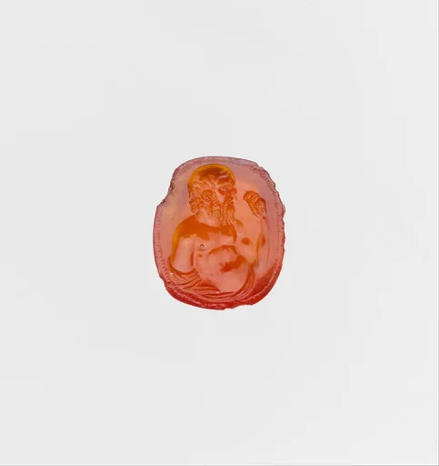 Carnelian engraved gem with a portrait of Sokrates