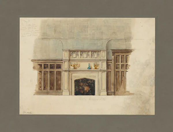 Design for interior fireplace wall — Louis C. Tiffany|Tiffany Studios|Tiffany Glass and Decorating Company|Tiffany Glass Company