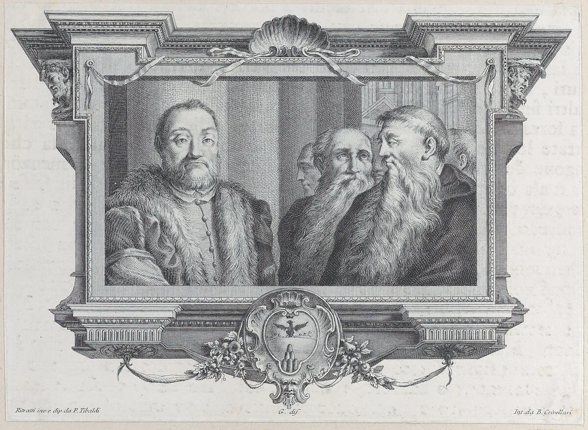 Three bearded men, one wearing fur — Giampietro Zanotti|Bartolomeo Crivellari|Pellegrino Tibaldi|Gabriel Söderling