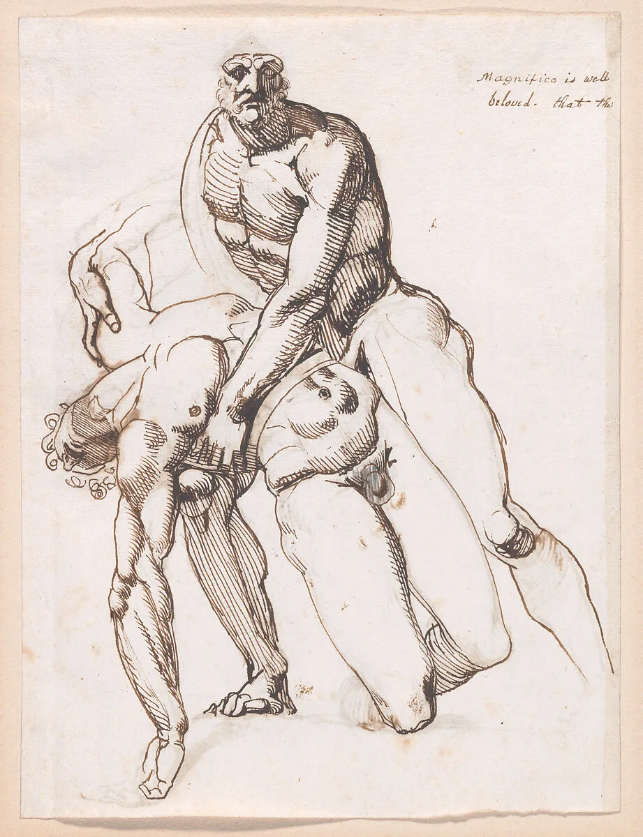 Menelaus and Patroclus, after the Antique (recto and verso) — Henry Fuseli