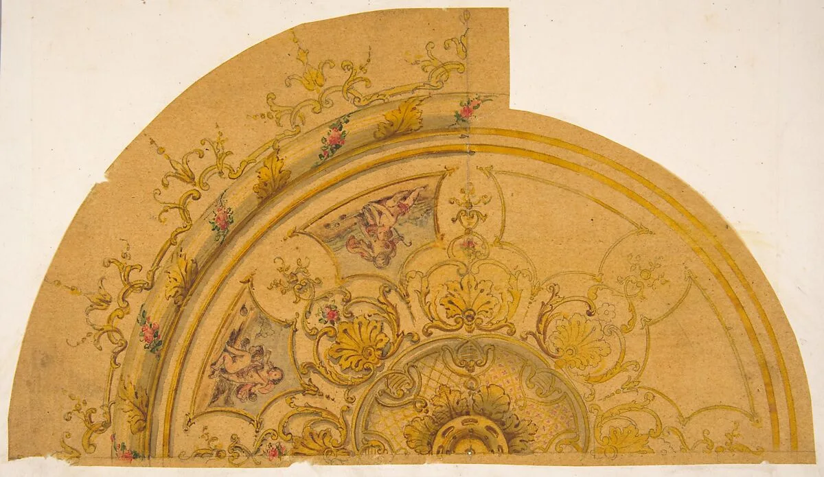 Partial design for a circular ceiling decoration — Jules-Edmond-Charles Lachaise|Eugène-Pierre Gourdet