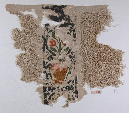 Fragment with a Band of Baskets and Plants and a Loop Pile