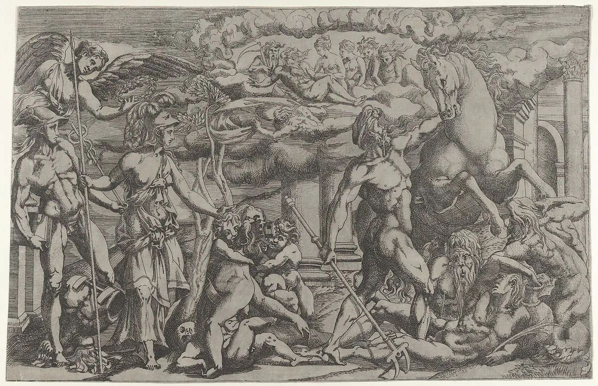 Contest between Athena and Poseidon — Antonio Fantuzzi|Rosso Fiorentino