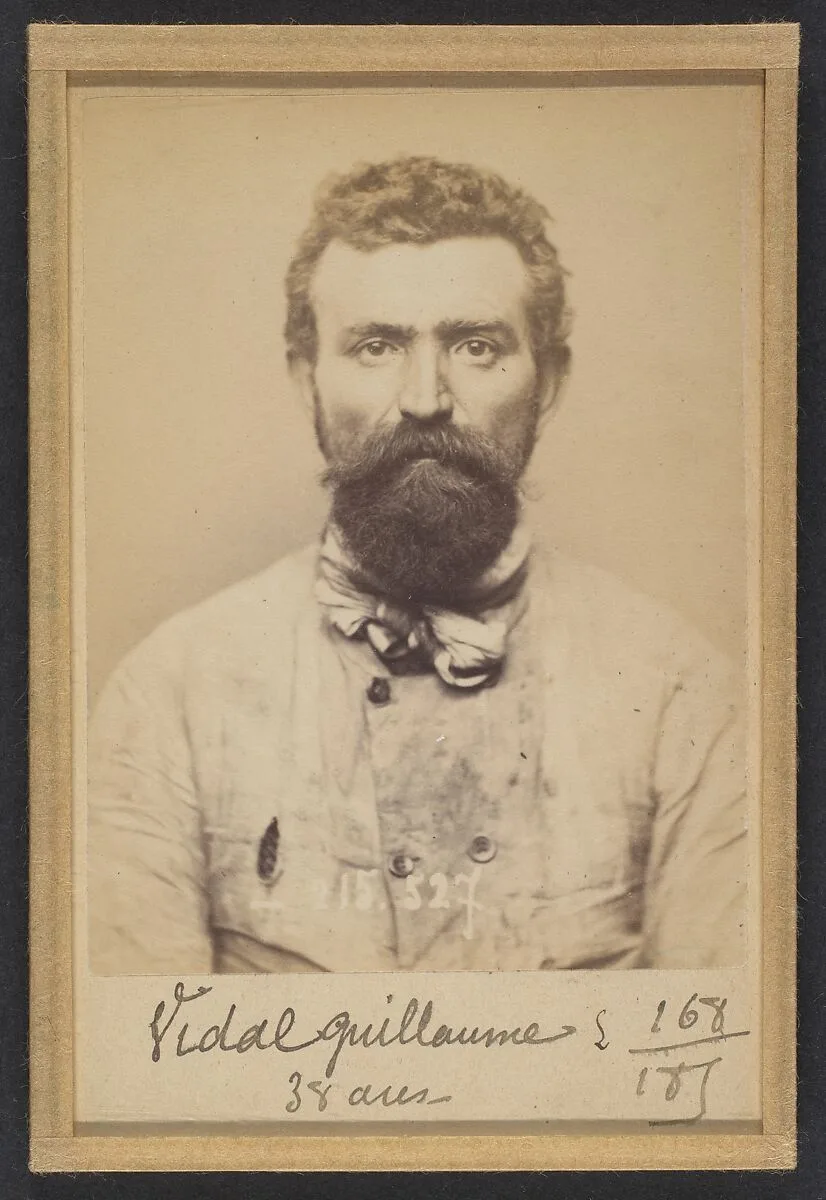 Vidal. Guillaume. 37 ans, né à Tellière (Puy de Dôme). Cocher. Anarchiste. 10/3/94. — Alphonse Bertillon