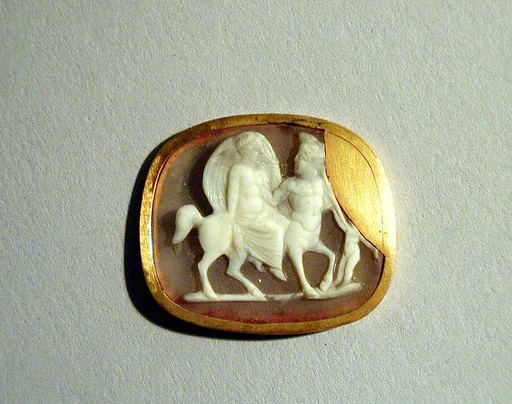 Sardonyx cameo of a nymph riding a centaur