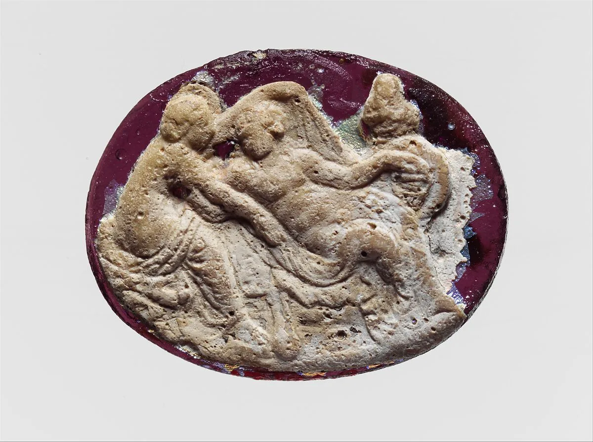 Glass cameo: Dionysos and a nymph — Unknown