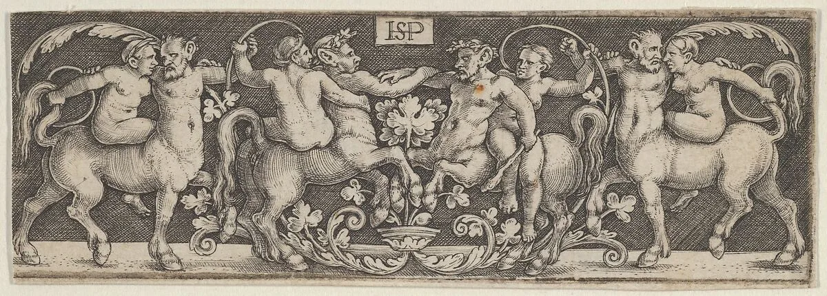 Frieze with Centaurs Fighting at Center with Human Riders — Sebald Beham