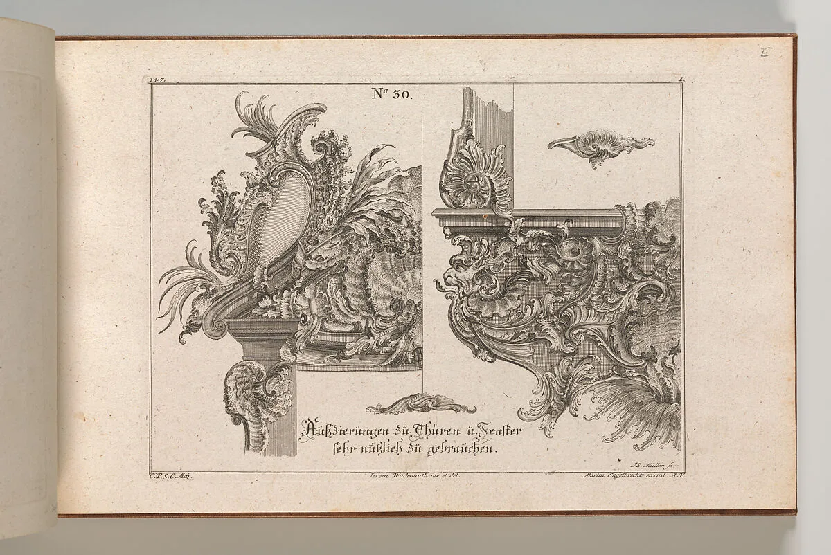Suggestions for the Decoration of a Door and Window Frame, Plate 1 from 'Auβzierungen zu Thüren u. Fenster sehr nutzlich zu gebrauchen.' — Martin Engelbrecht|Johann Sebastian Müller|Jeremias Wachsmuth