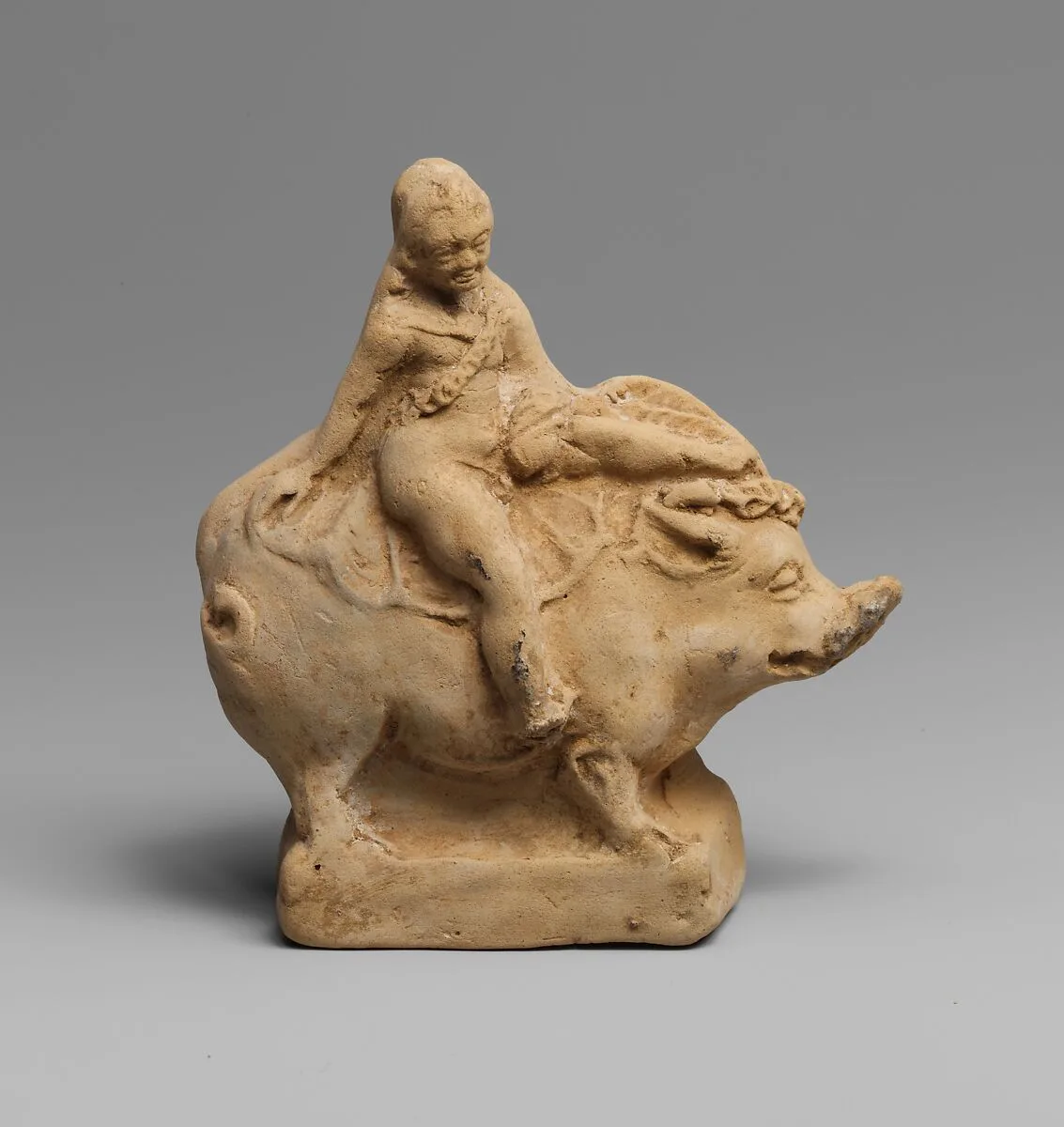 Terracotta statuette of Eros on a boar — Unknown