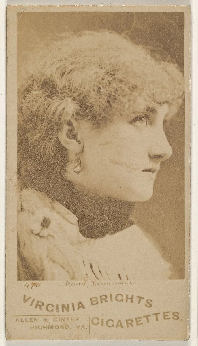 Card 470, Maud Branscombe, from the Actors and Actresses series (N45, Type 1) for Virginia Brights Cigarettes — Allen & Ginter
