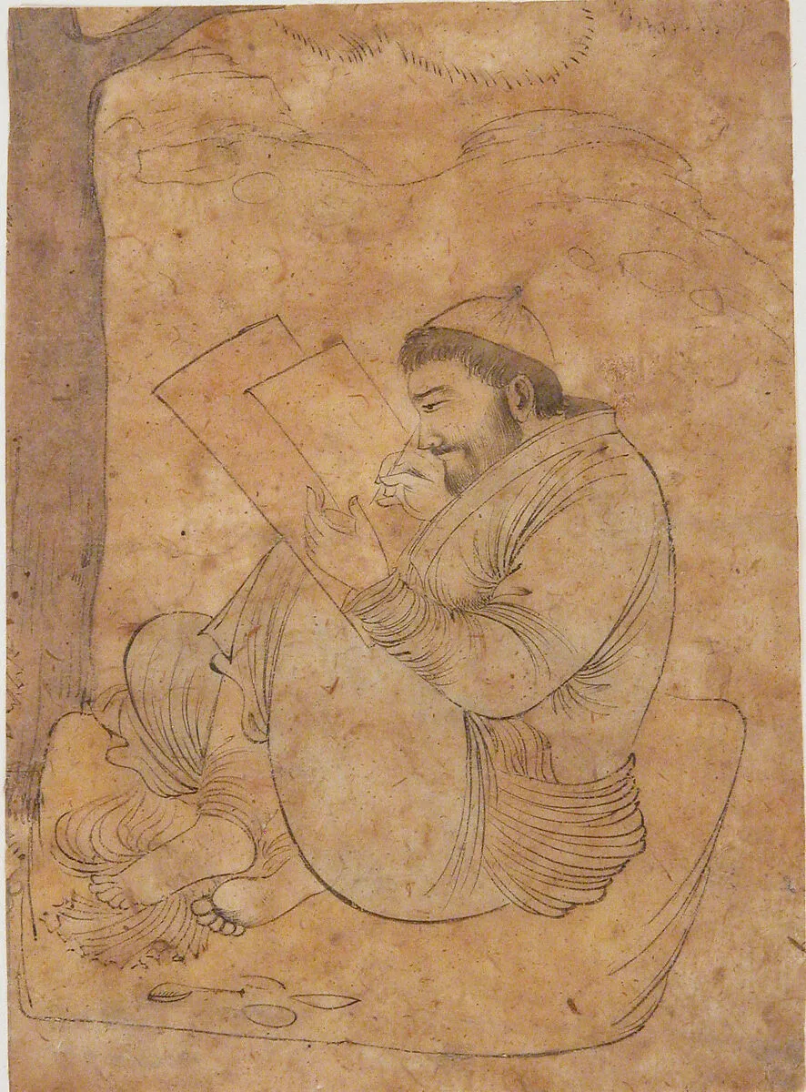 Seated Man Painting or Writing — Unknown