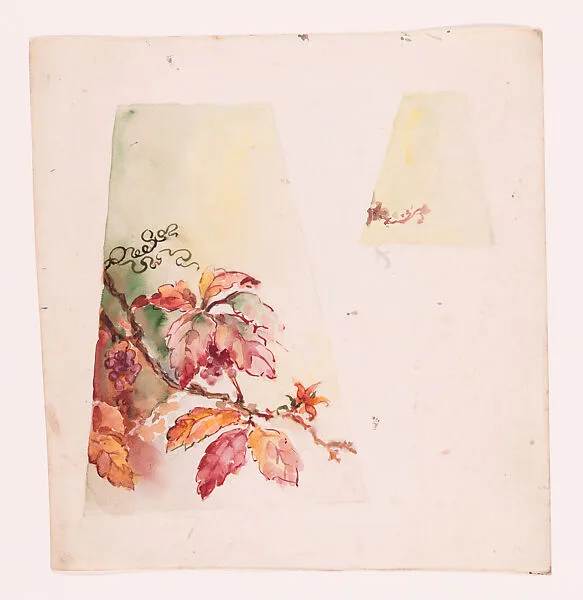 Design for two woodbine lampshade panels — Louis C. Tiffany|Tiffany Studios|Tiffany Glass and Decorating Company|Agnes F. Northrop