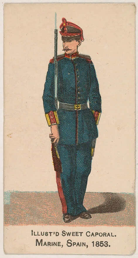 Marine, Spain, 1853, from the Military Series (N224) issued by Kinney Tobacco Company to promote Sweet Caporal Cigarettes — Kinney Brothers Tobacco Company