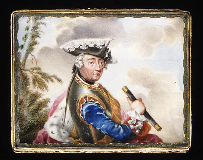 Snuffbox cover with portrait of Frederick the Great (1712–1786), King of Prussia — German Painter
