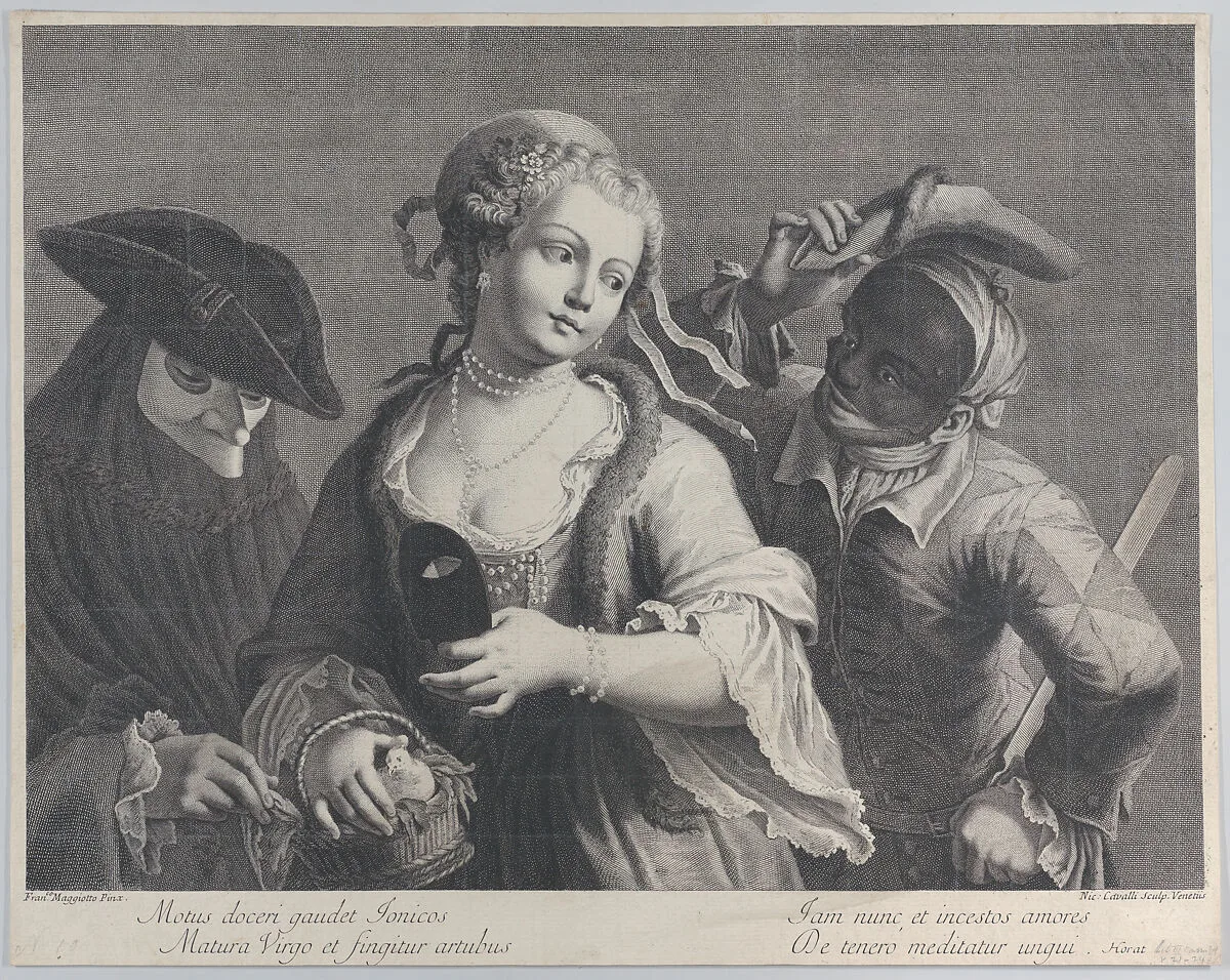Three half-length figures from a Venetian carnival — Francesco Maggiotto|Niccolò Cavalli