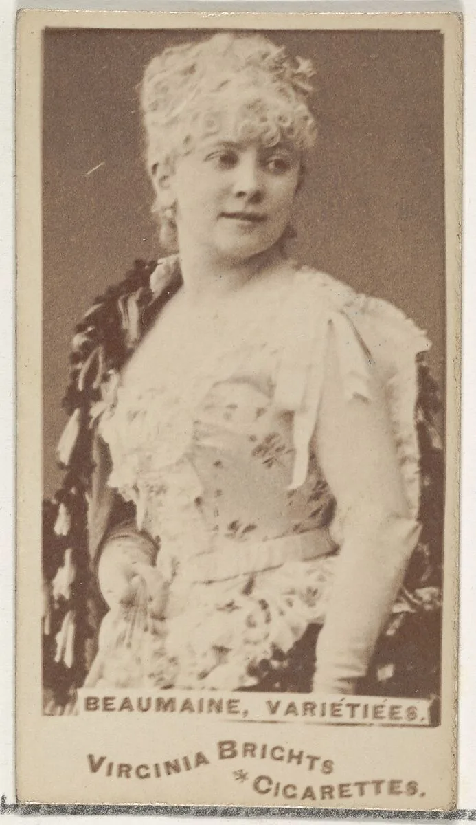Beaumaine, Varietiees, from the Actors and Actresses series (N45, Type 1) for Virginia Brights Cigarettes — Allen & Ginter