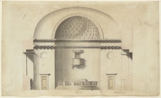 Cross-section of a chapel (?); verso: Pavillion in Neogothic style