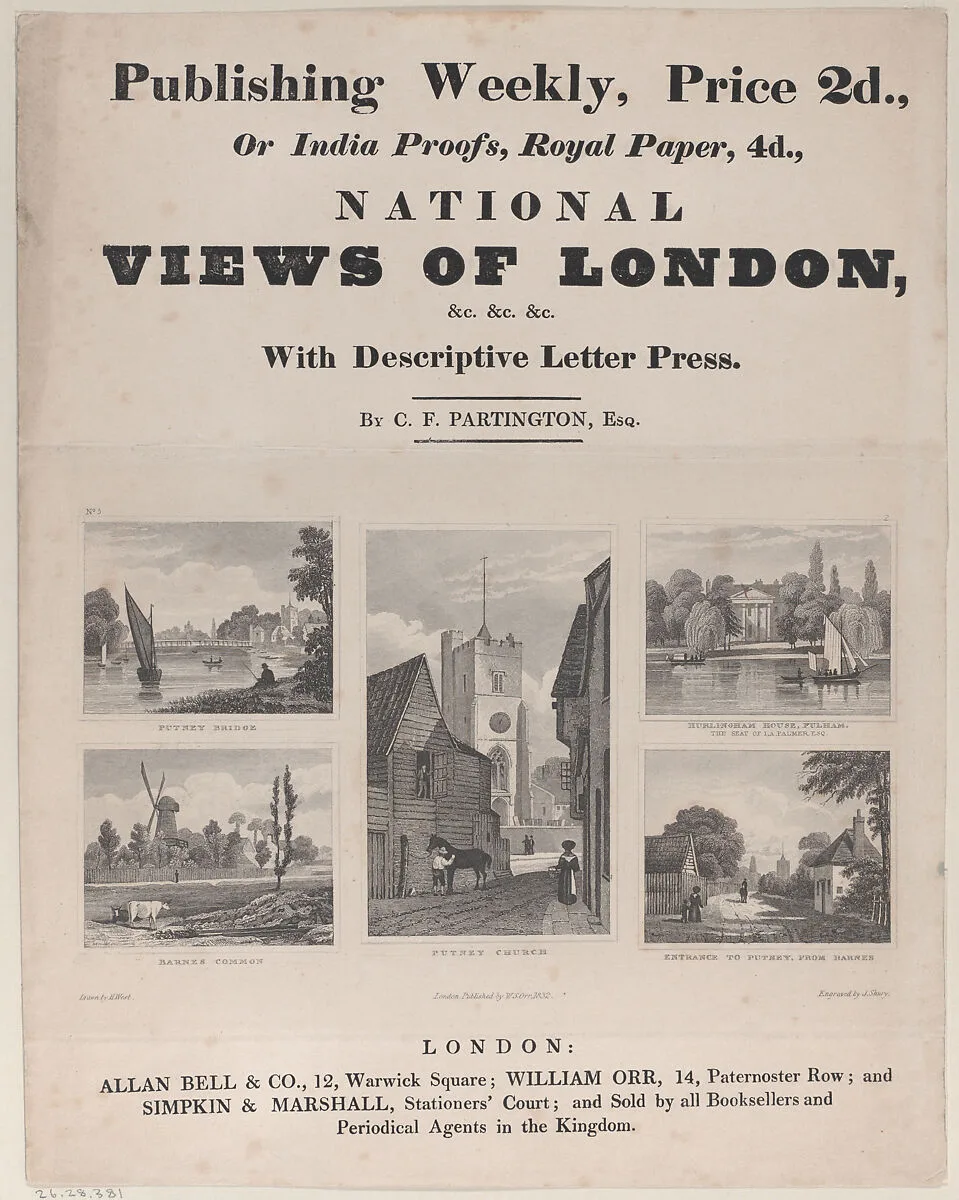 Trade Card for C. F. Partington, Printer — William S. Orr & Co.|Charles Frederick Partington|Simpkin, Marshall & Co.|H. West|John Shury