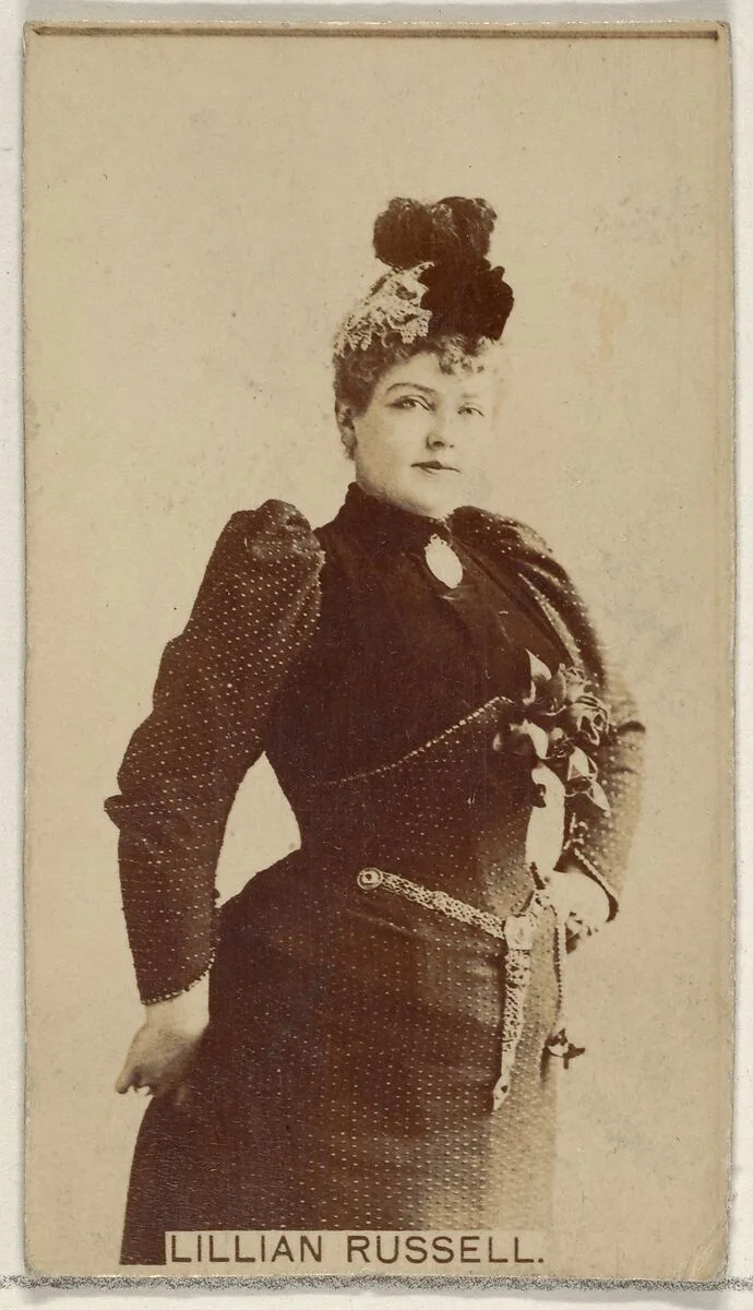Lillian Russell, from the Actors and Actresses series (N45, Type 8) for Virginia Brights Cigarettes — Allen & Ginter