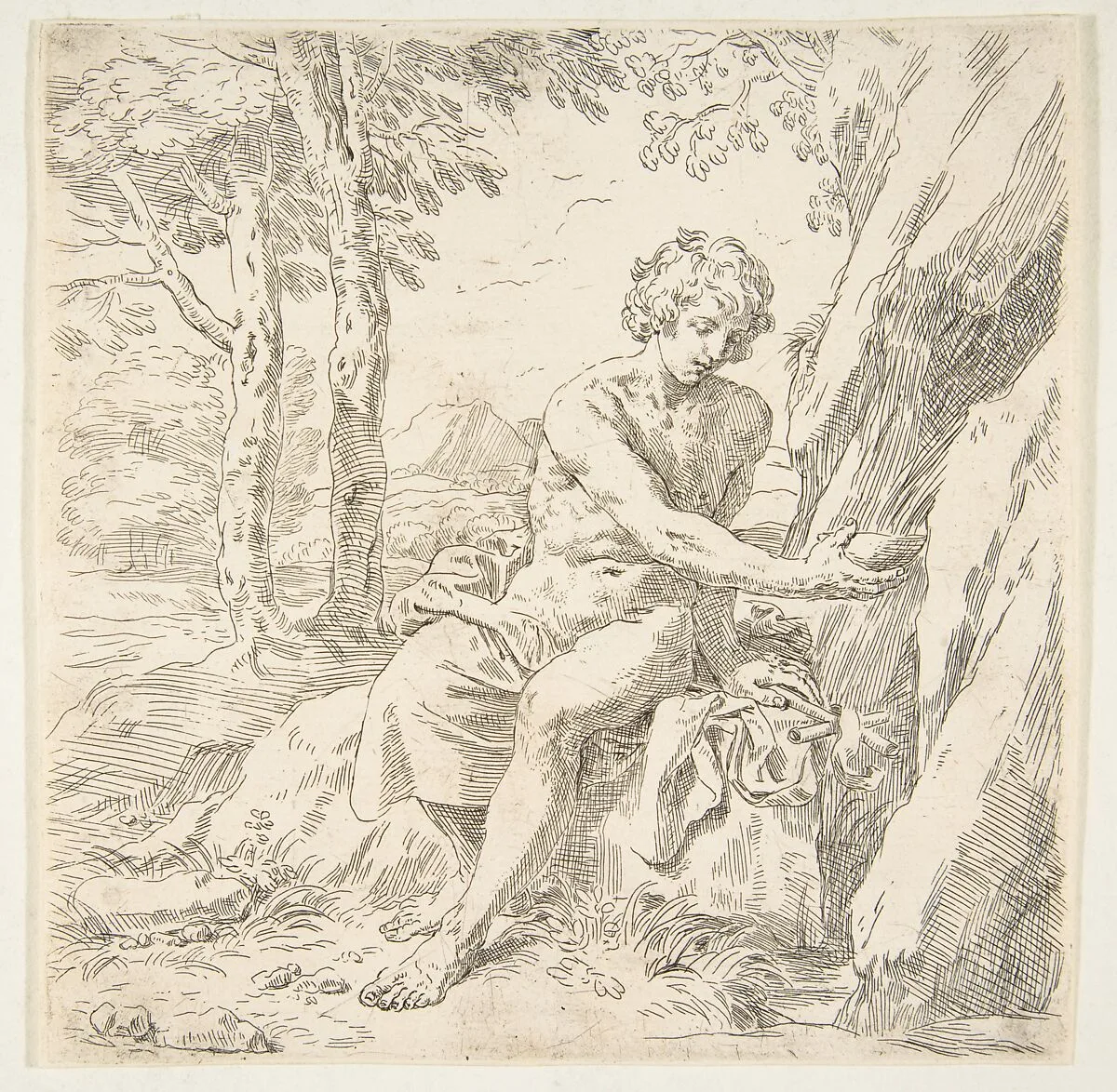 Saint John the Baptist in the desert — Simone Cantarini