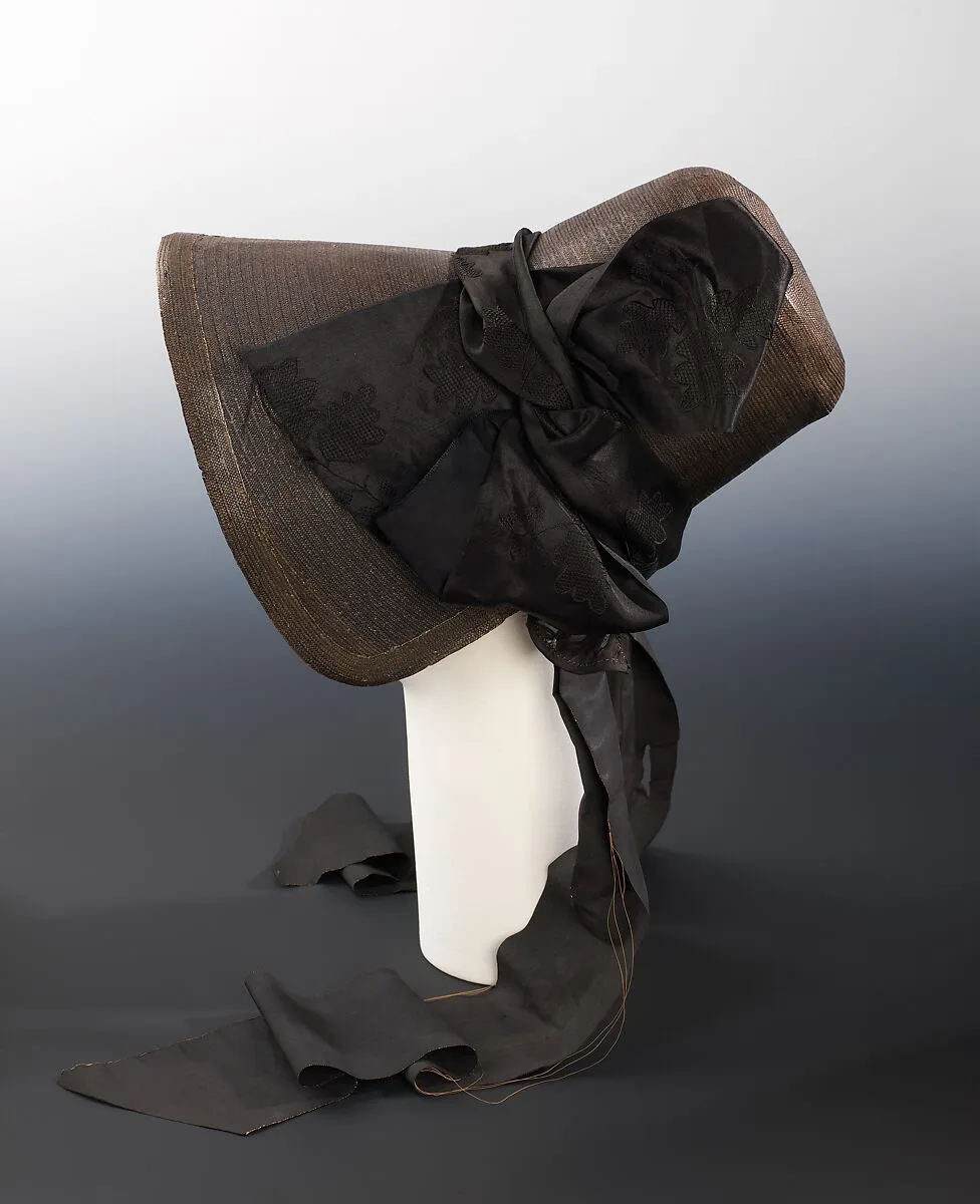 Mourning poke bonnet — Unknown
