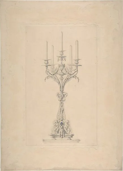 Design for a Five Branched Candlestick Supported by Putti — Anonymous, British, late 19th to early 20th century