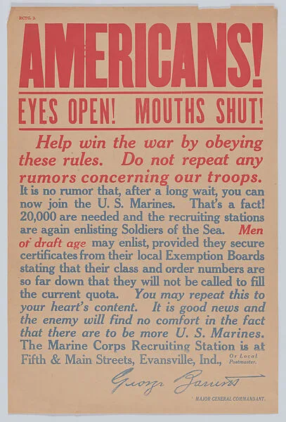 Americans! Eyes open! Mouths shut! — Anonymous