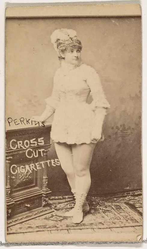 Carrie Perkins, from the Actors and Actresses series (N145-1) issued by Duke Sons & Co. to promote Cross Cut Cigarettes — W. Duke, Sons & Co.