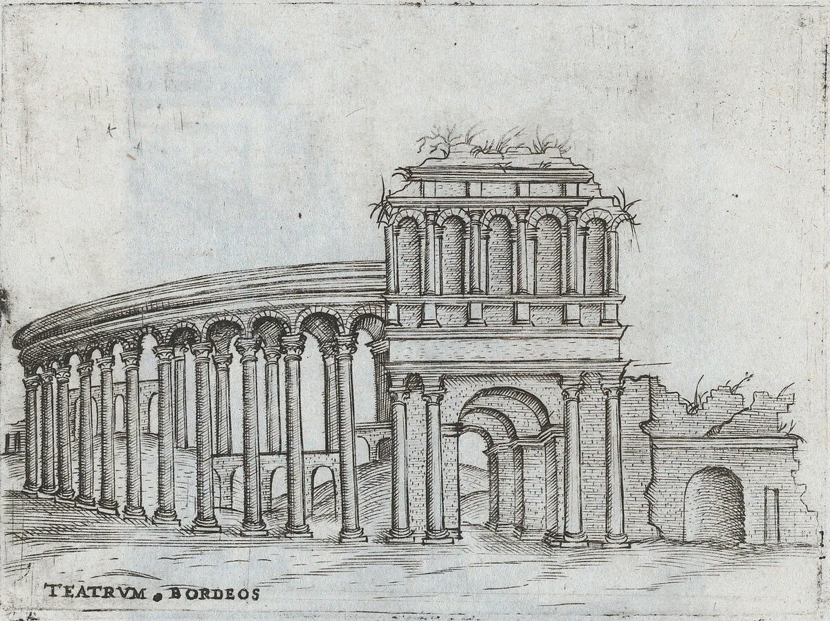Tenplum Iovis Ultoris, from a Series of Prints depicting (reconstructed) Buildings from Roman Antiquity — Monogrammist G.A. & the Caltrop