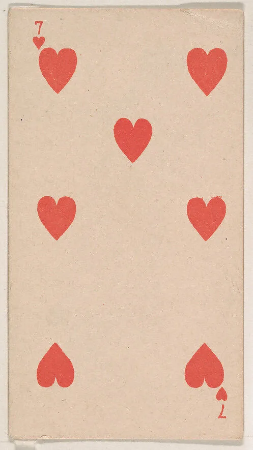 Seven of Hearts, from the Transparent Playing Cards series (N220) issued by Kinney Bros. — Kinney Brothers Tobacco Company