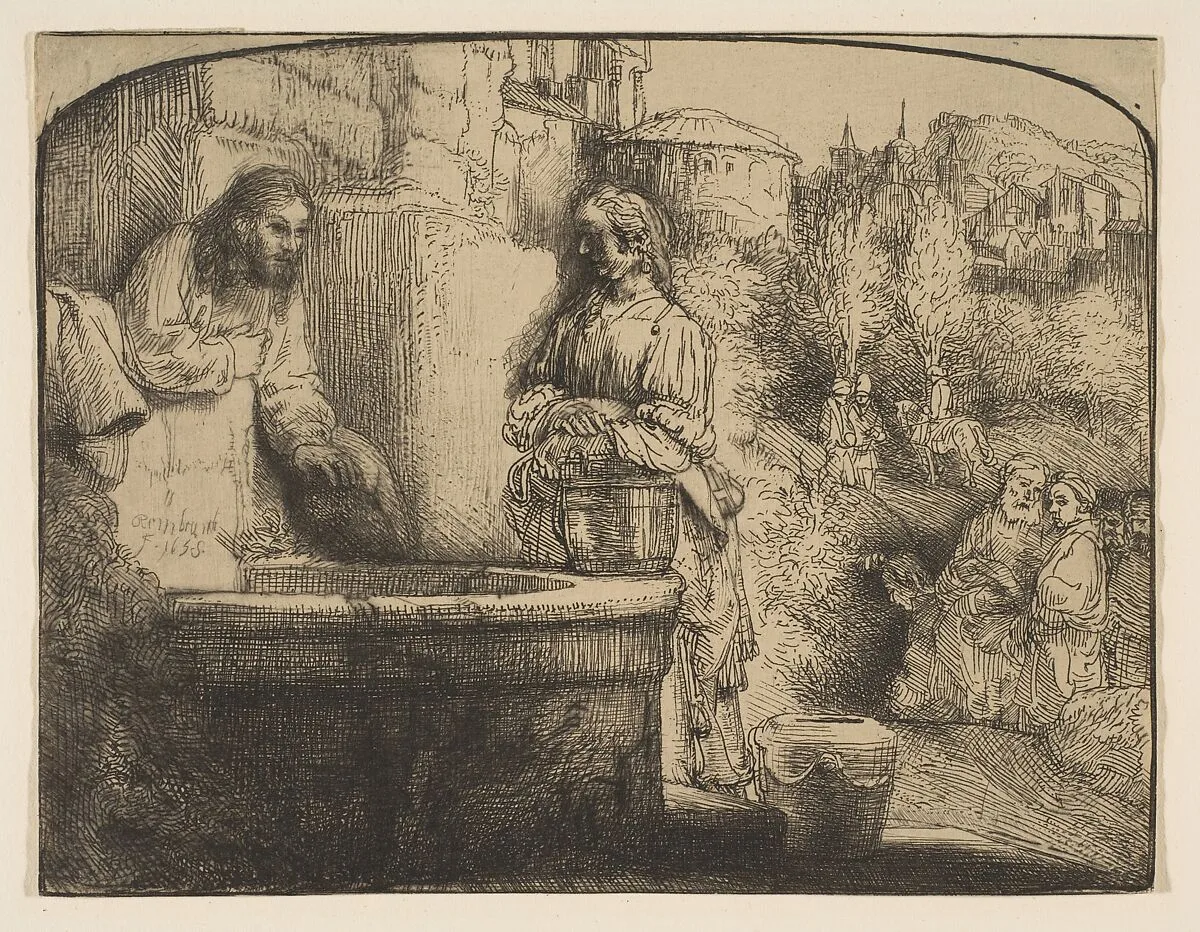 Christ and the Woman of Samaria: an Arched Print — Rembrandt (Rembrandt van Rijn)