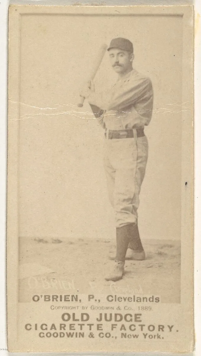 John F. "Cinders" O'Brien, Pitcher, Cleveland, from the Old Judge series (N172) for Old Judge Cigarettes — Goodwin & Company